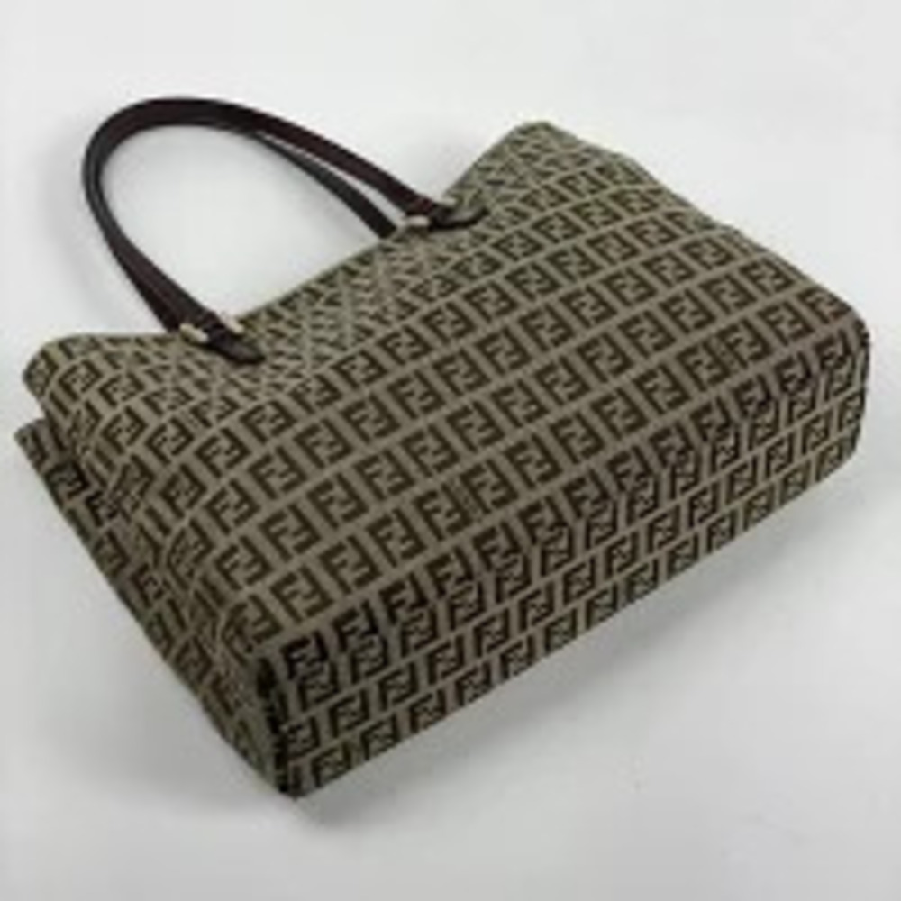 Fendi Zucchino Bag Tote Brown Canvas Handbag Brown